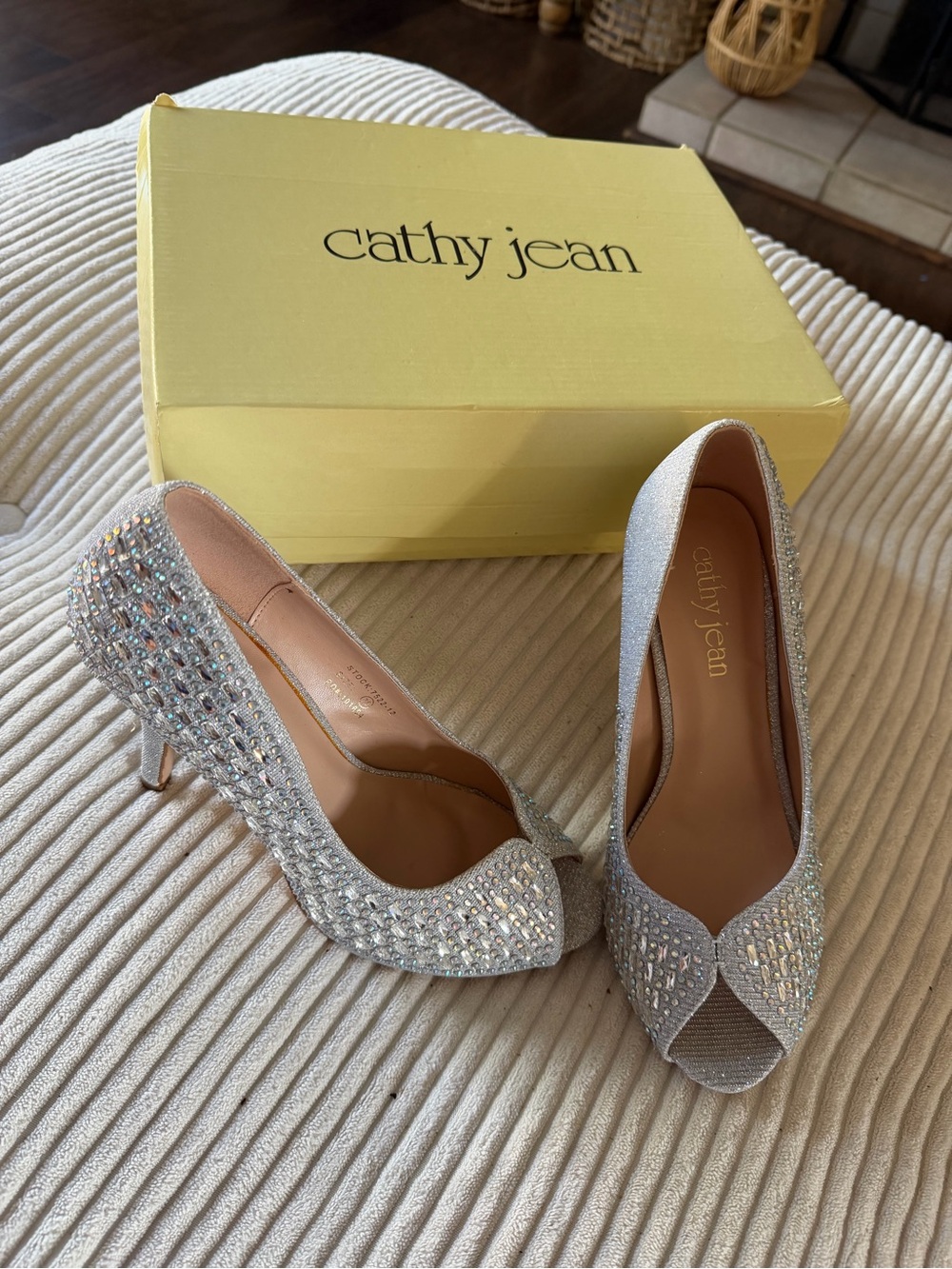 Cathy Jean Silver Crystal platform Open-Toe Pumps